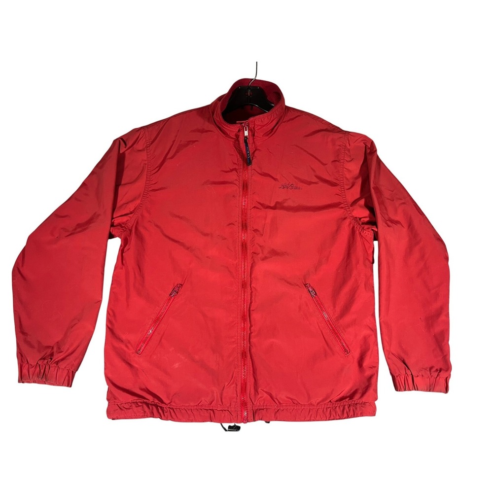 L.L. Bean Three-Season Jacket Womens Medium Red Fleece Lined Nylon Made in‎ USA